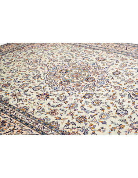 Hand Made Rug Kashan Persia 303x410 Cream Blue