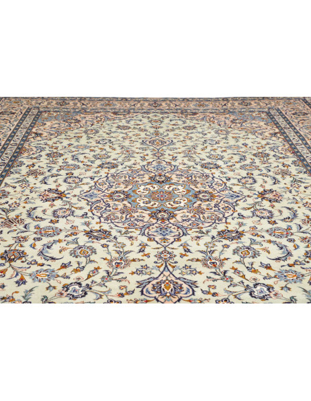 Hand Made Rug Kashan Persia 303x410 Cream Blue