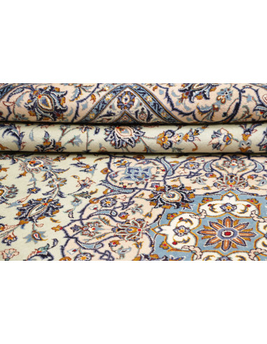 Hand Made Rug Kashan Persia 303x410 Cream Blue