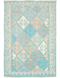 Tappeto Kilim Afghanistan 103x145 Azzurro Acqua