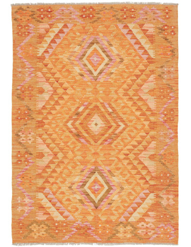 Tappeto Kilim Afghanistan 103x150 Arancione Ros