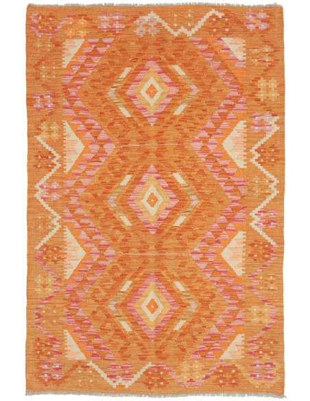 Tappeto Kilim Afghanistan 101x153 Arancio Rosa