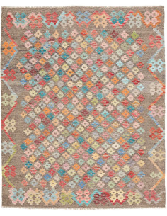 Rug Kilim Afghanistan 156x192 Grey Taupe Coral