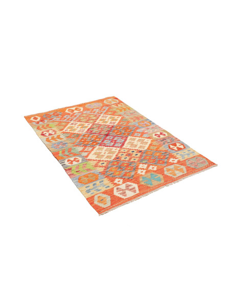 Tappeto Kilim Afghanistan arancione marrone 102x148