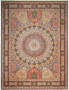 Tappeto Tabriz 50 Raj Persia marrone giallo 302x397