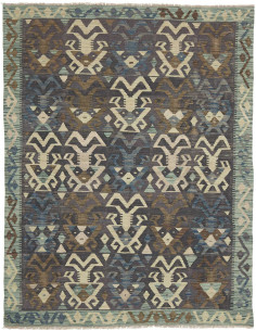Tappeto Kilim Afghanistan 160x207 Blu Scuro Bei