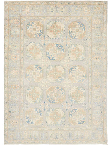 Rug Kazak Afghanistan 144x198 Light Grey Muted