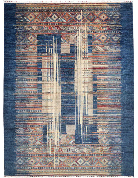 Rug Mosaic Pakistan 267x360 Blue Beige Terracot
