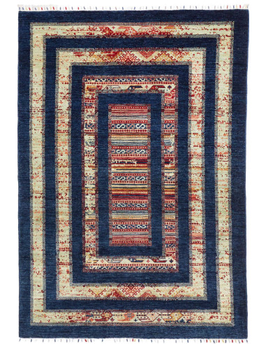 Rug Siva Pakistan 169x240 Navy Blue Beige Red O