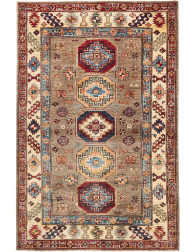 Rug Kazak Fine Pakistan 122x190 Brown Beige Red