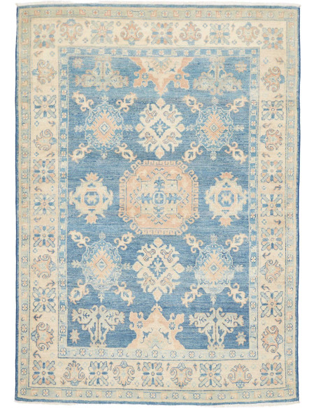 Rug Kazak Afghanistan 140x205 Blue Beige Peach