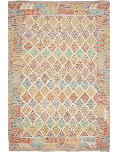 Rug Kilim Afghanistan 202x300 Beige Multicolore