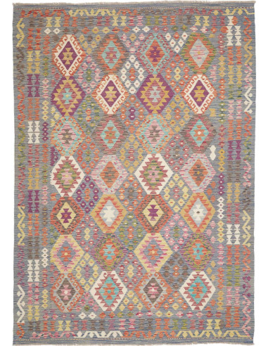 Rug Kilim Afghanistan 207x295 Grey Blue Yellow