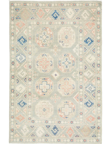 Rug Kazak Afghanistan 103x155 Sage Green Peach