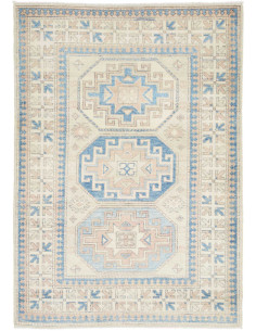 Tappeto Kazak Afghanistan 105x150 Beige Blu