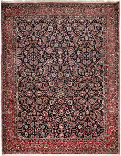 Tappeto Bidjar con seta Persia grigio rosso 305x399