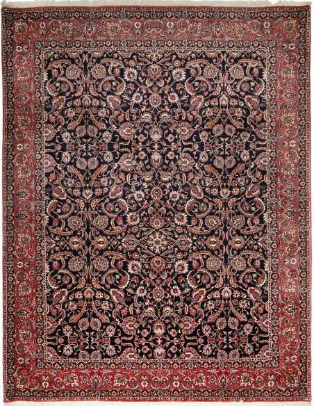 Rug Bidjar with silk Persia grey red 305x399