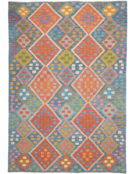 Rug Kilim Afghanistan 175x250 Blue Coral Yellow