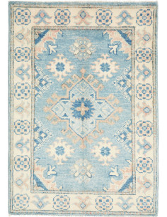 Hand Made Rug Kazak Afghanistan 63x90 Sky Blue