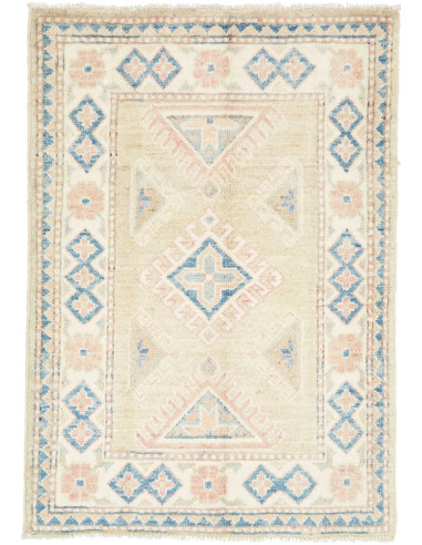 Hand Made Rug Kazak Afghanistan 68x96 Beige Blu