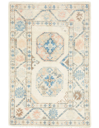 Hand Made Rug Kazak Afghanistan 60x90 Cream Blu