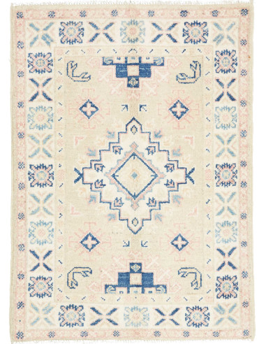 Hand Made Rug Kazak Afghanistan 66x88 Beige Blu