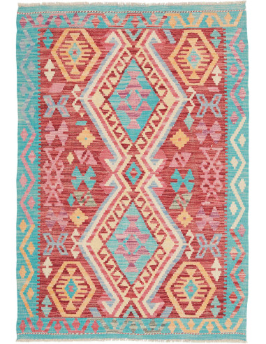 Hand Made Rug Kilim Afghanistan 100x141 Red Tur
