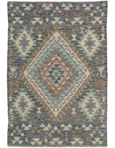 Hand Made Rug Kilim Afghanistan 100x149 Blue Gr