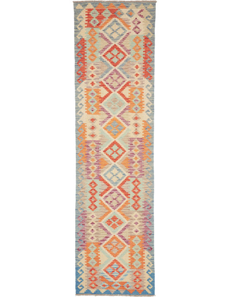 Hand Made Rug Kilim Afghanistan 80x297 Light Bl