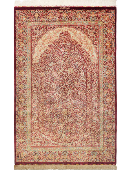 Tappeto Ghom seta Persia marrone 101x156