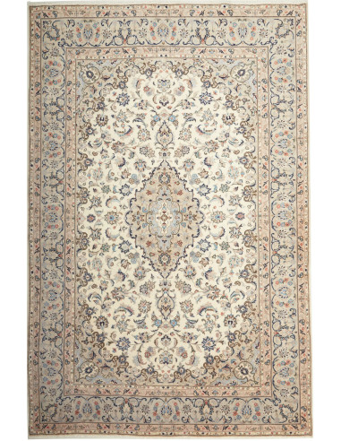 Hand Made Rug Kashan Persia 193x298 Cream Blue