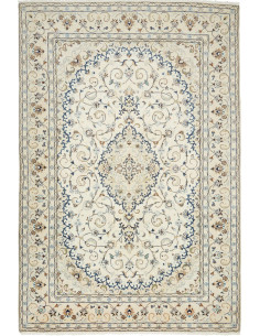 Hand Made Rug Kashan Persia 198x295 Ivory Blue
