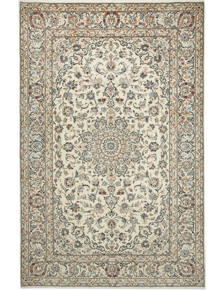 Hand Made Rug Kashan Persia 200x303 Ivory Blue