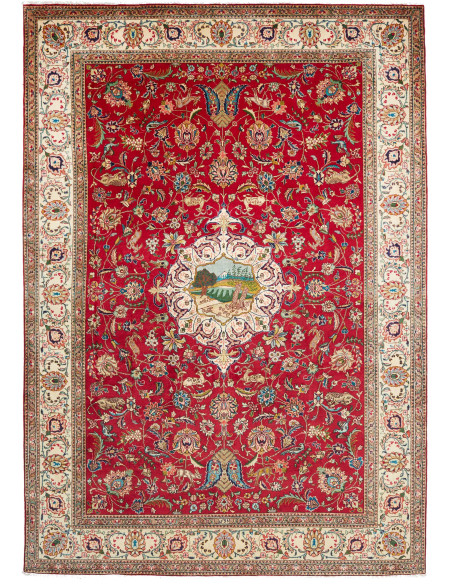 Hand Made Rug Tabriz Persia 242x343 Red Cream