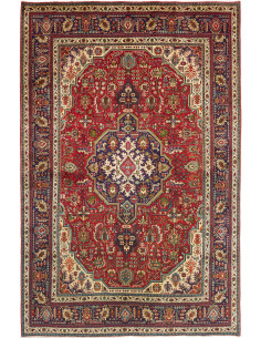 Hand Made Rug Tabriz Persia 200x303 Red Blue