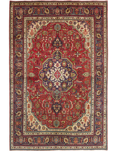 Hand Made Rug Tabriz Persia 200x303 Red Blue