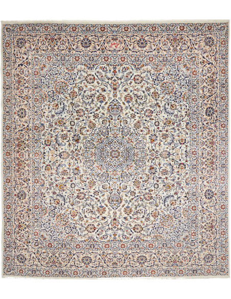 Hand Made Rug Kashan Persia 352x390 Cream White