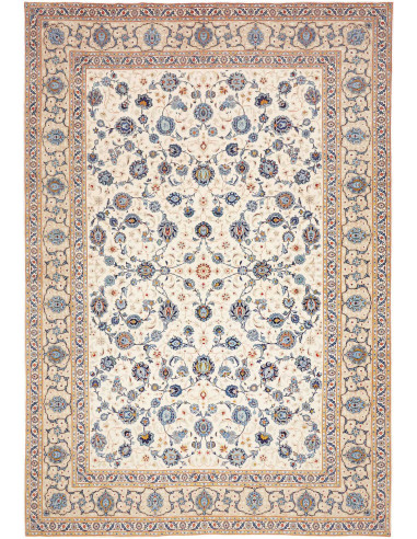 Hand Made Rug Kashan Persia 284x413 Cream Blue