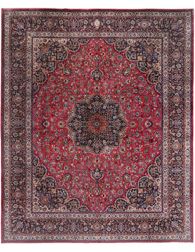 Hand Made Rug Mashad Persia 400x490 Red Dark Bl