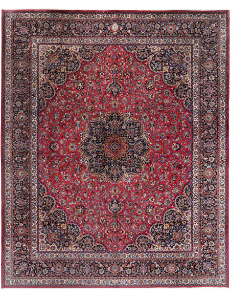 Hand Made Rug Mashad Persia 400x490 Red Dark Bl