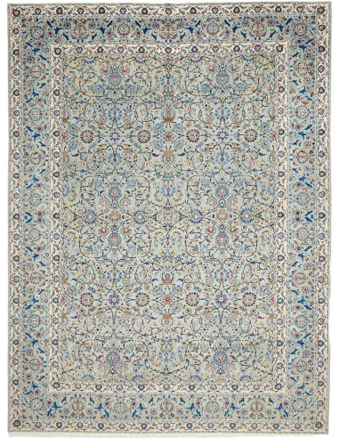 Hand Made Rug Kashan Persia 295x394 Light Blue