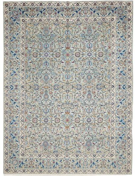 Hand Made Rug Kashan Persia 295x394 Light Blue