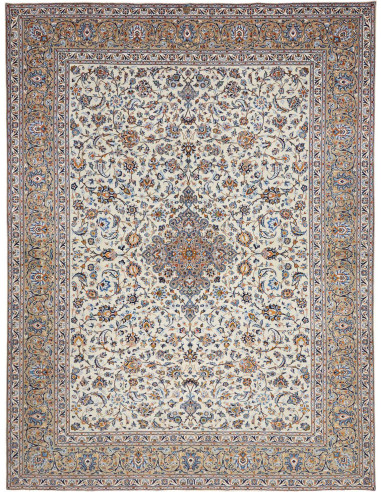 Hand Made Rug Kashan Persia 306x406 Cream Blue