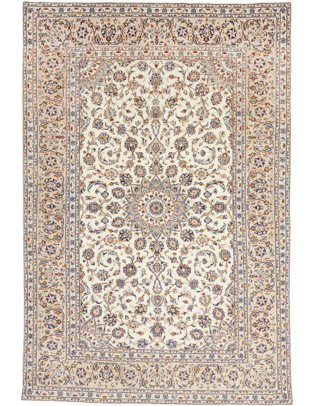 Hand Made Rug Kashan Persia 198x292 Cream Ivory