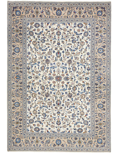Hand Made Rug Kashan Persia 200x285 Cream White