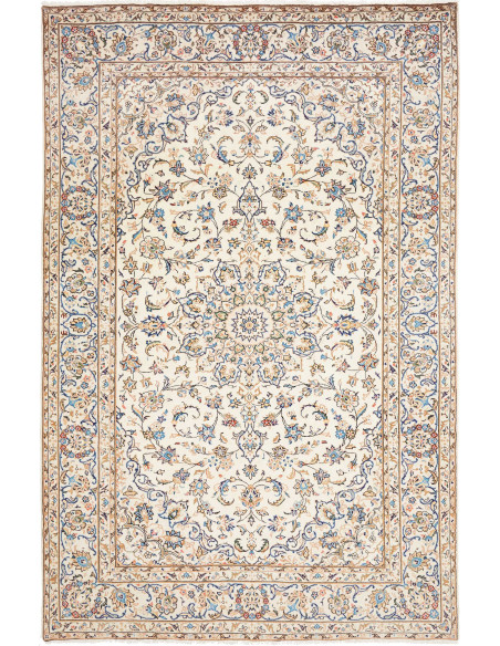 Hand Made Rug Kashan Persia 197x302 Cream Blue