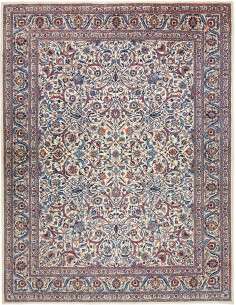 Hand Made Rug Mashad Persia 305x392 Cream Blue