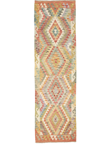 Hand Made Rug Kilim Afghanistan 84x289 Red Beig