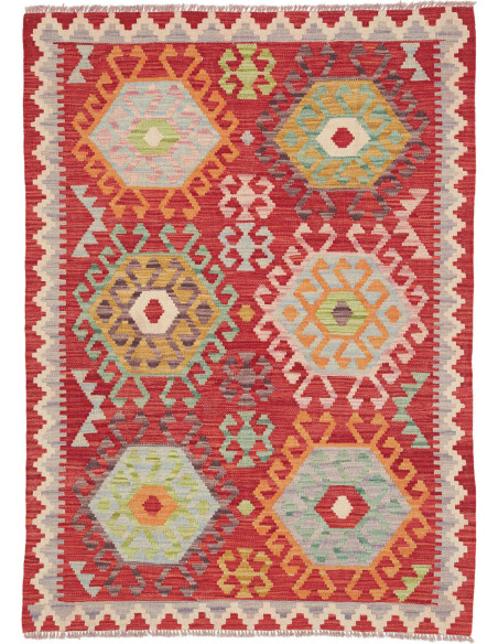 Hand Made Rug Kilim Afghanistan 106x144 Red Mul