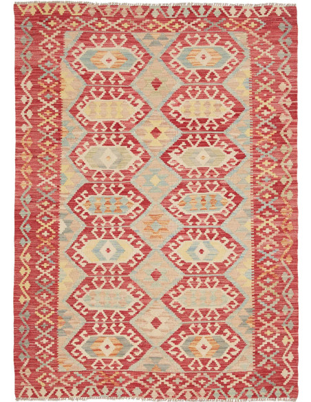 Hand Made Rug Kilim Afghanistan 133x182 Red Bei